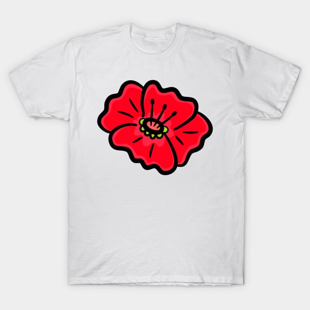 Flower Red T-Shirt by Design Anbay